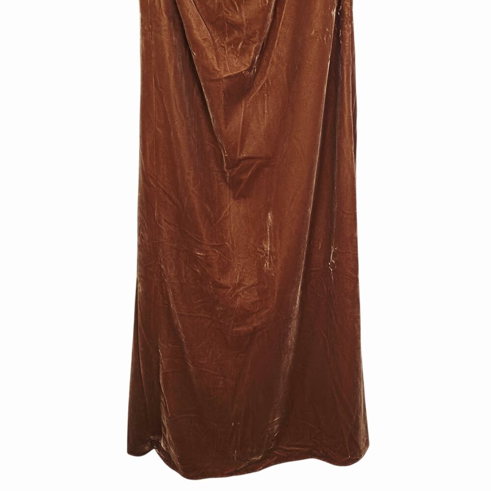 House of CB Persephone Maxi Dress Coffee Velvet Strapless Corset Size XS - Picture 7 of 13